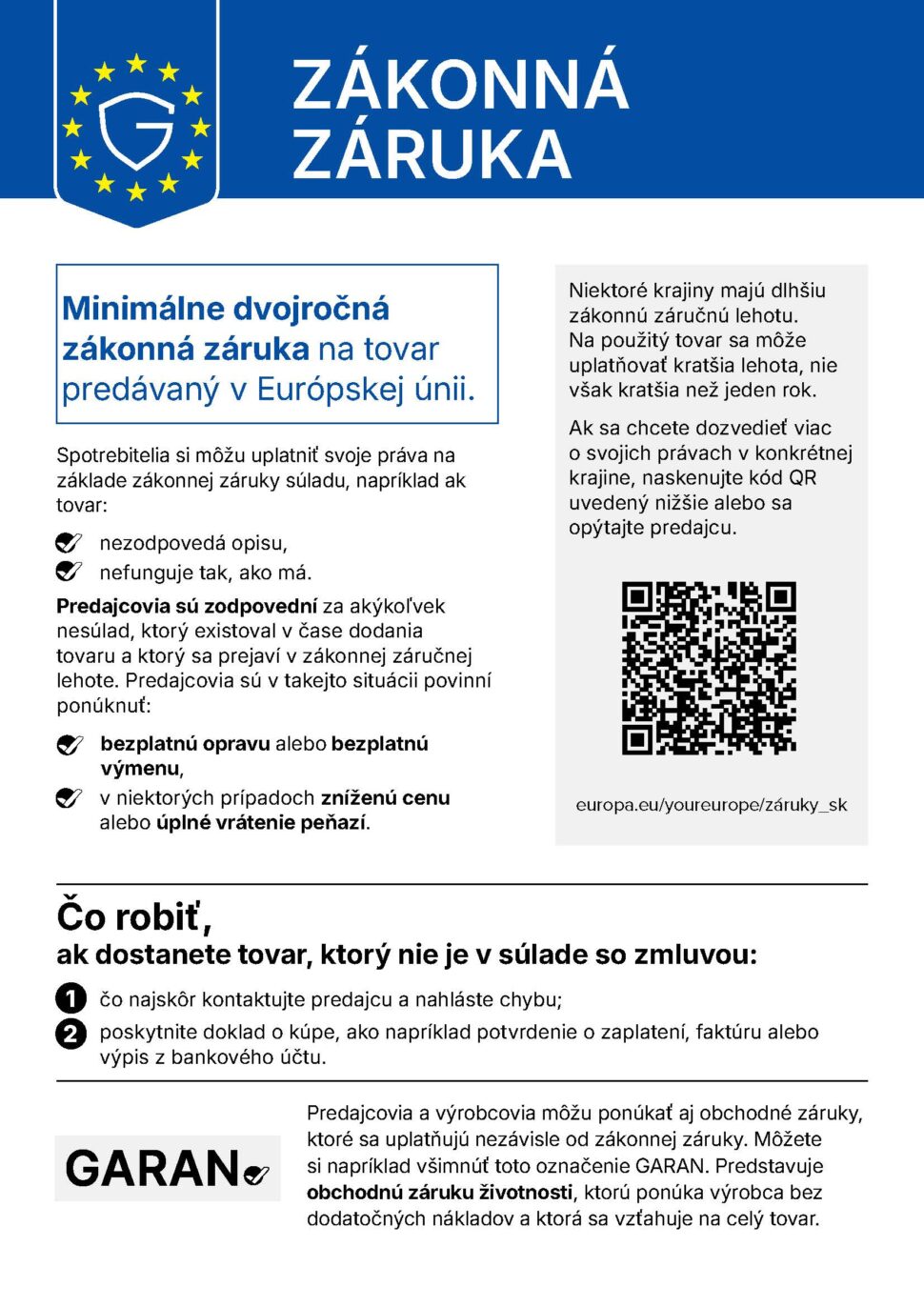 Oznámenie o&nbsp;zákonnej záruke EÚ